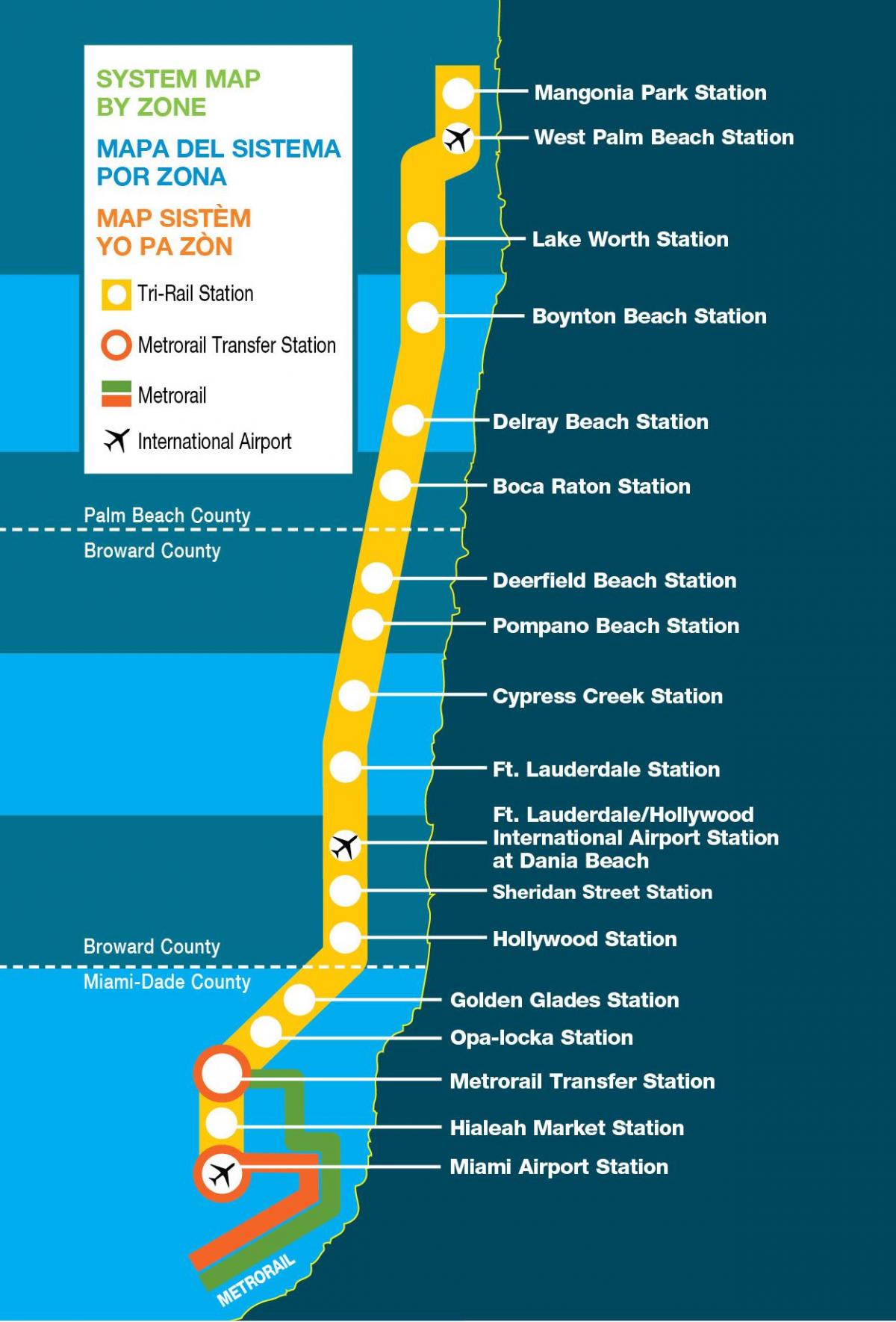 ميامي ثلاثي السكك الحديدية خريطة