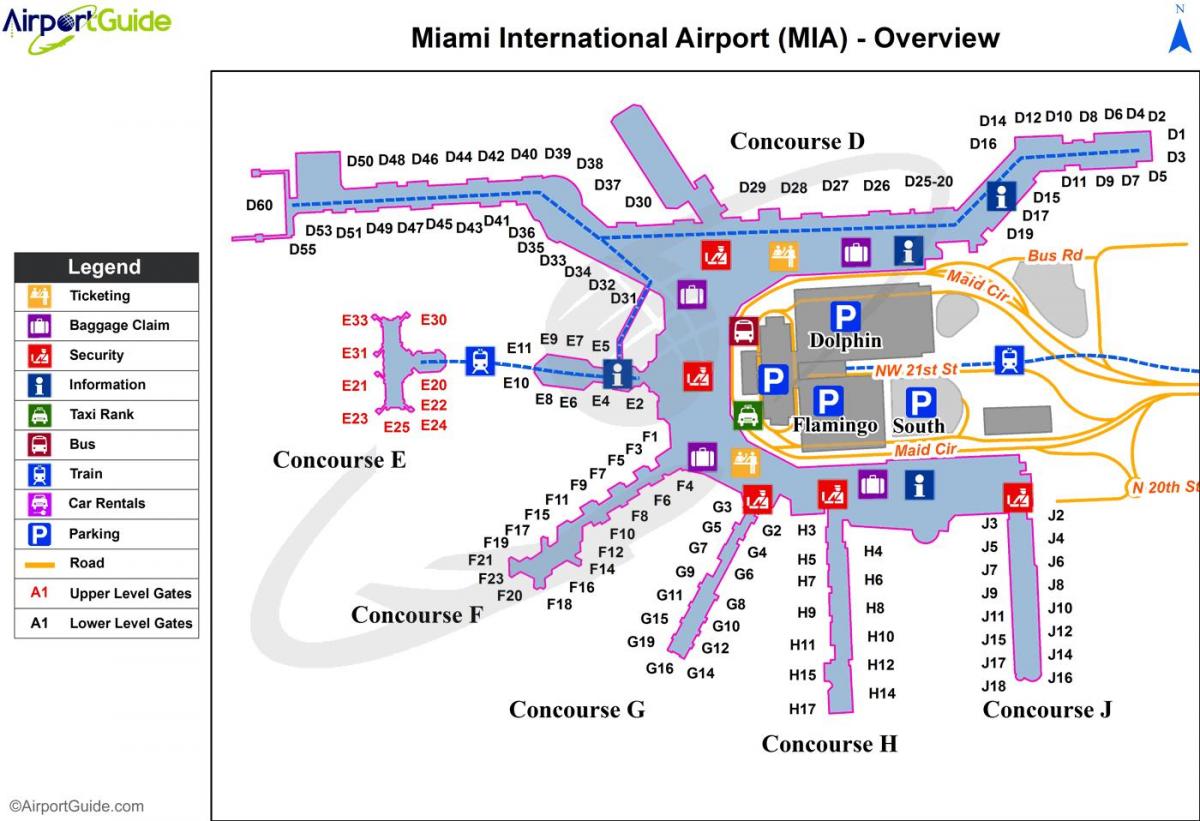 خريطة مطار مطار ميامي الدولي