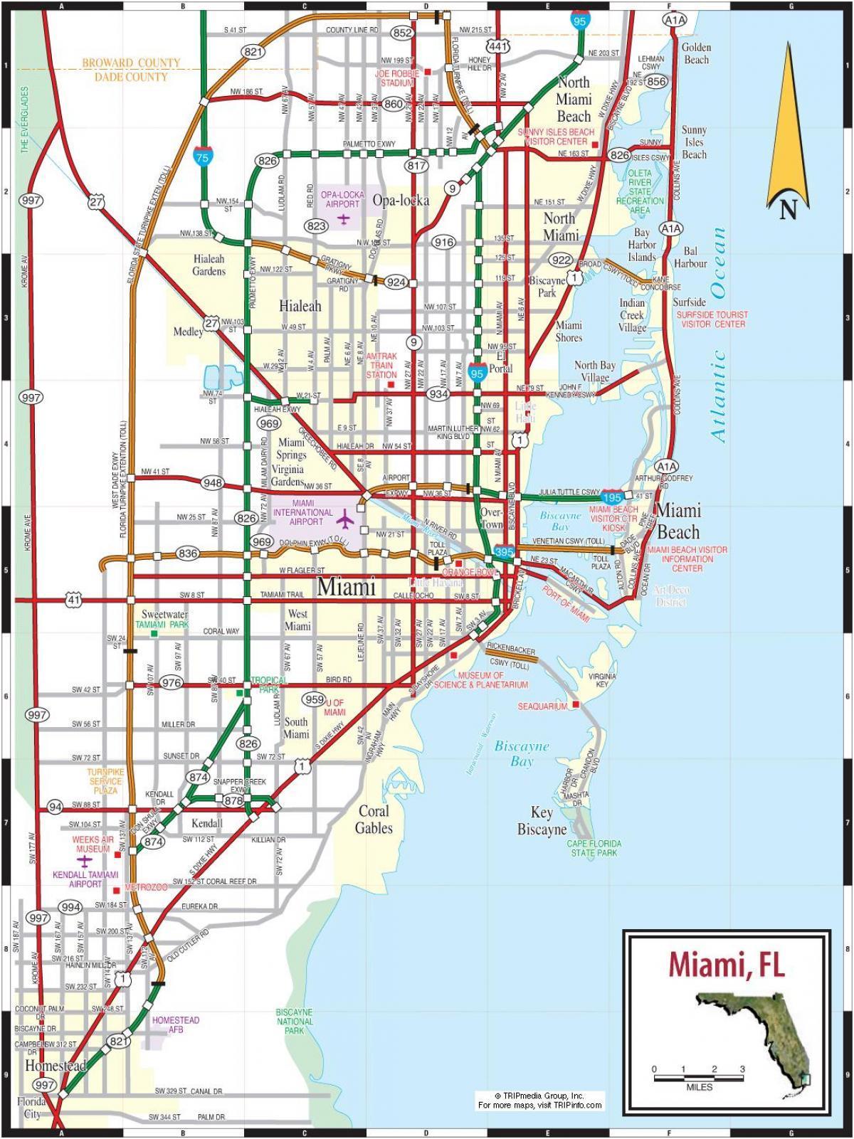 الطرق في ميامي خريطة