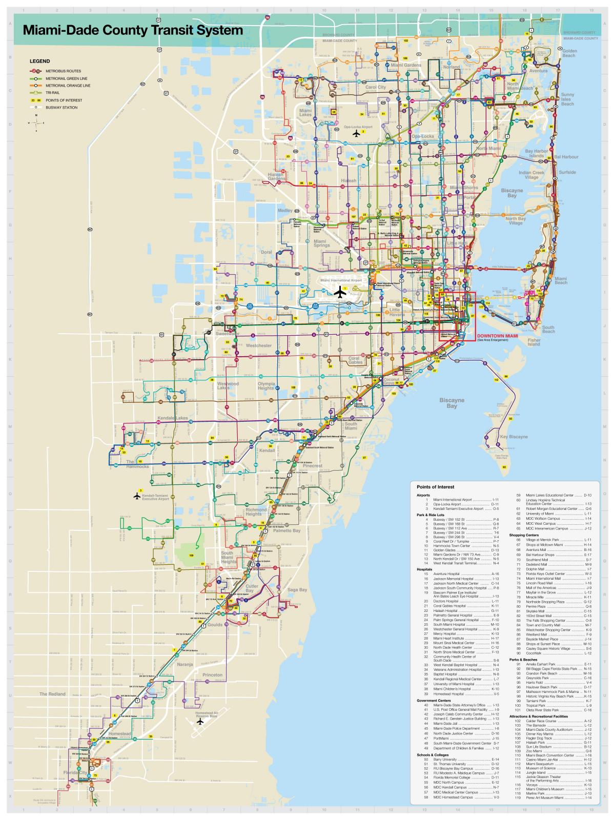 ميامي خريطة النقل العام