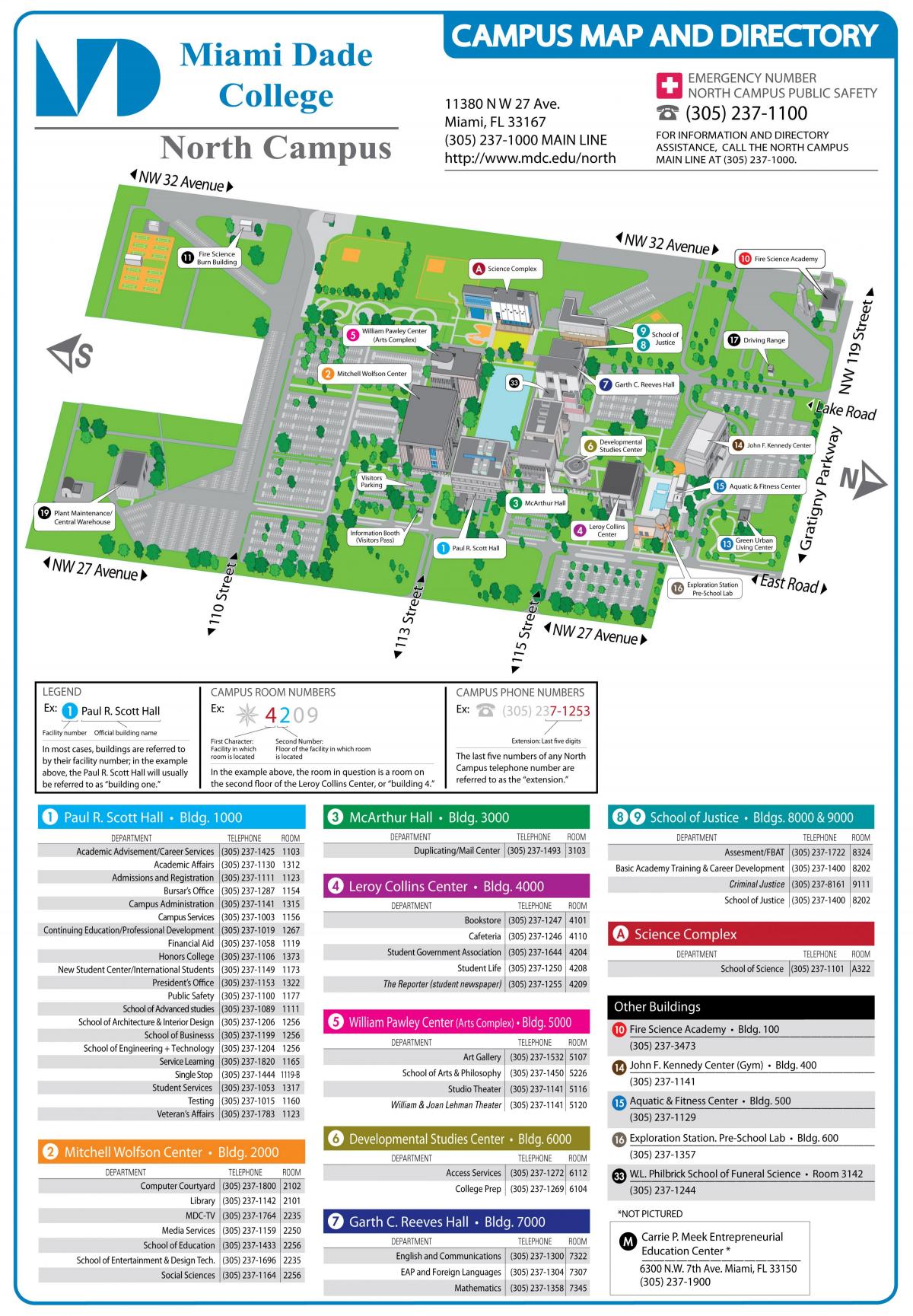 كلية ميامي دايد شمال خريطة الحرم الجامعي