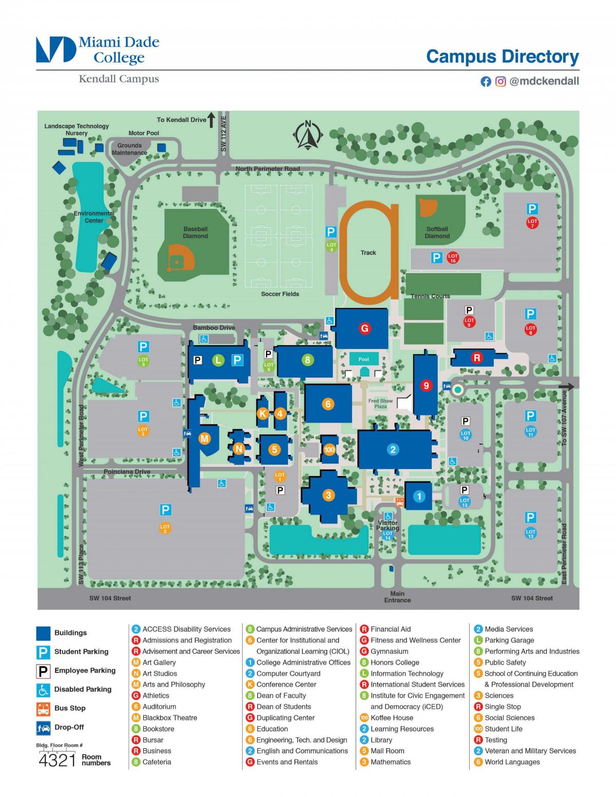كلية ميامي دايد كيندال خريطة الحرم الجامعي